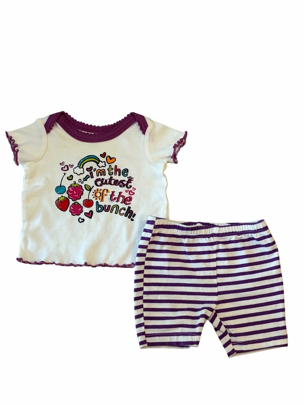 BabiesRUs White and Purple Striped Baby Tee